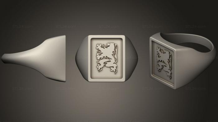 Ювелирные перстни и кольца (Кольцо льва Фландрии, JVLRP_0357) 3D модель для ЧПУ станка